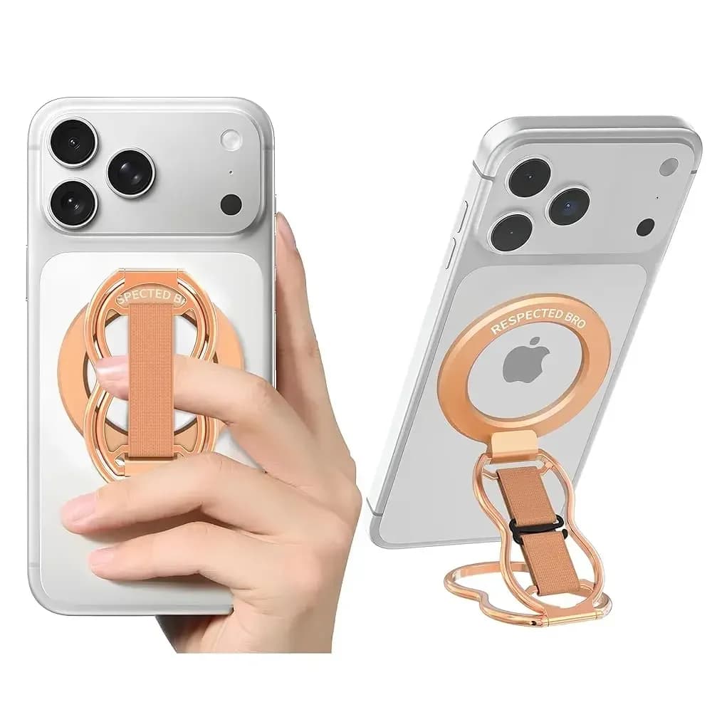 RESPECTED-BRO - Supporto Magnetico per Telefono con Anello e Cinghia Elastica, 4-in-1: Anello Magnetico, Supporto e Cinghia Elastica per Telefono