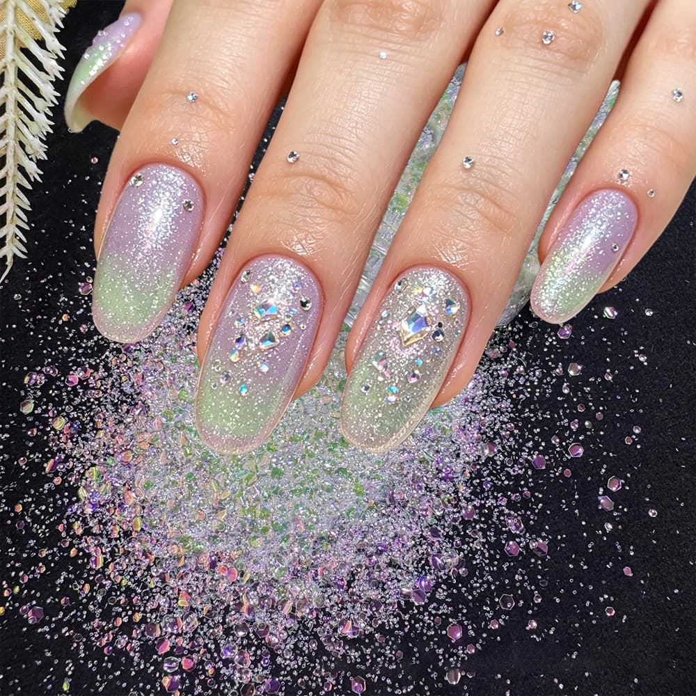 1Box Shimmering Bubble Broken Bead Nail Sequins 3D Hexagon Chunky Flakes Nail Art Jewelry Paillette DIY Shiny Manicure Decoratio