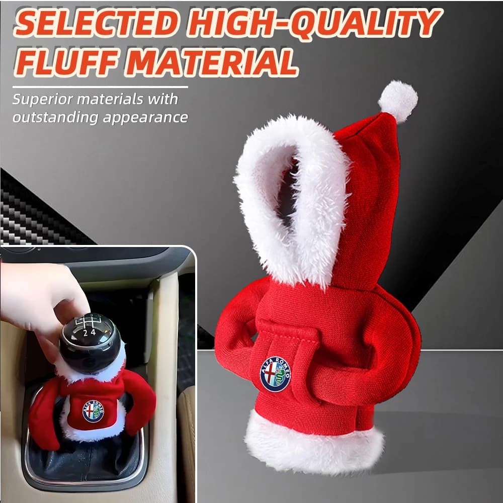 Set di coperture per pomello del cambio per auto Felpa con cappuccio Maniglia del cambio Mini felpa Regalo di Natale Kit leva del cambio Accessori interni per Alfa Romeo