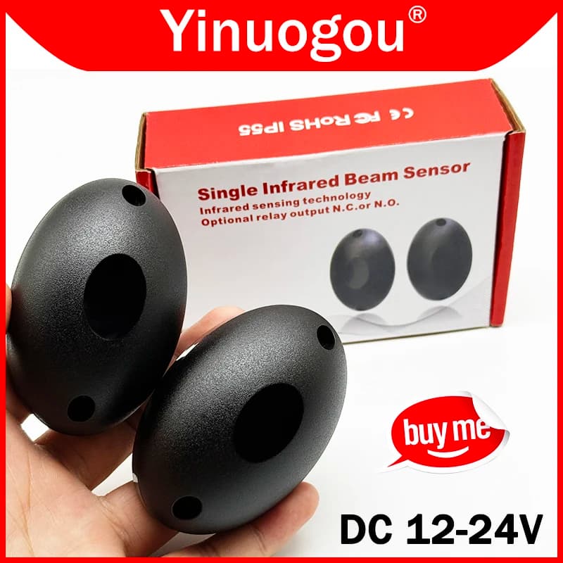 Sensore Rilevatore a Infrarossi 12-24V IP55, Sensore a Raggio Singolo per Sistemi di Allarme Antifurto per Cancelli Automatici, Porte e Finestre