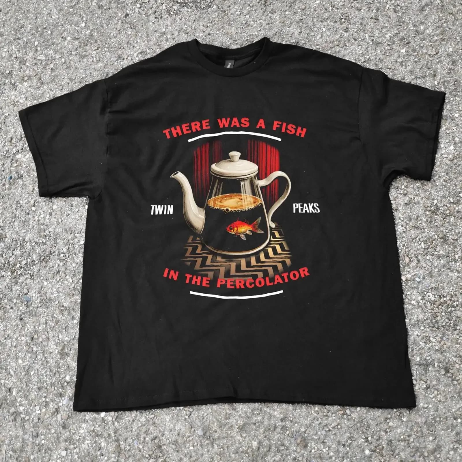 Twin Peaks Fish In The Percolator T Shirt David Lynch TV Show Fan Casual Pop Culture vintage Washed Soft Comfortable Stylish