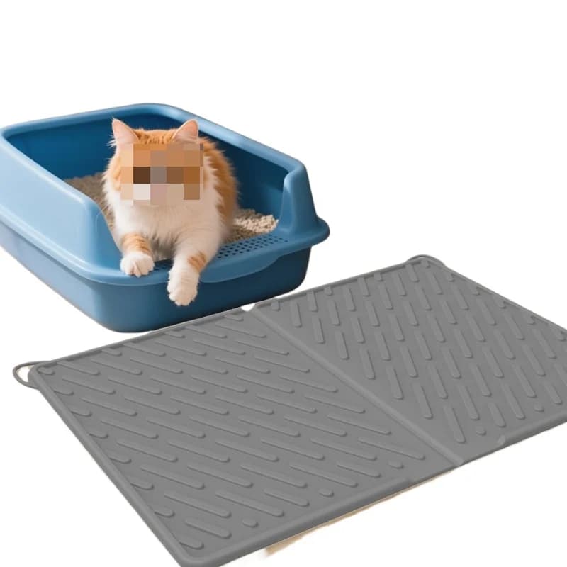 Nuovo Tappetino in Silicone per Lettiera di Gatti, Pieghevole e Lavabile, Anti-Schizzi, Raccogli Lettiera
