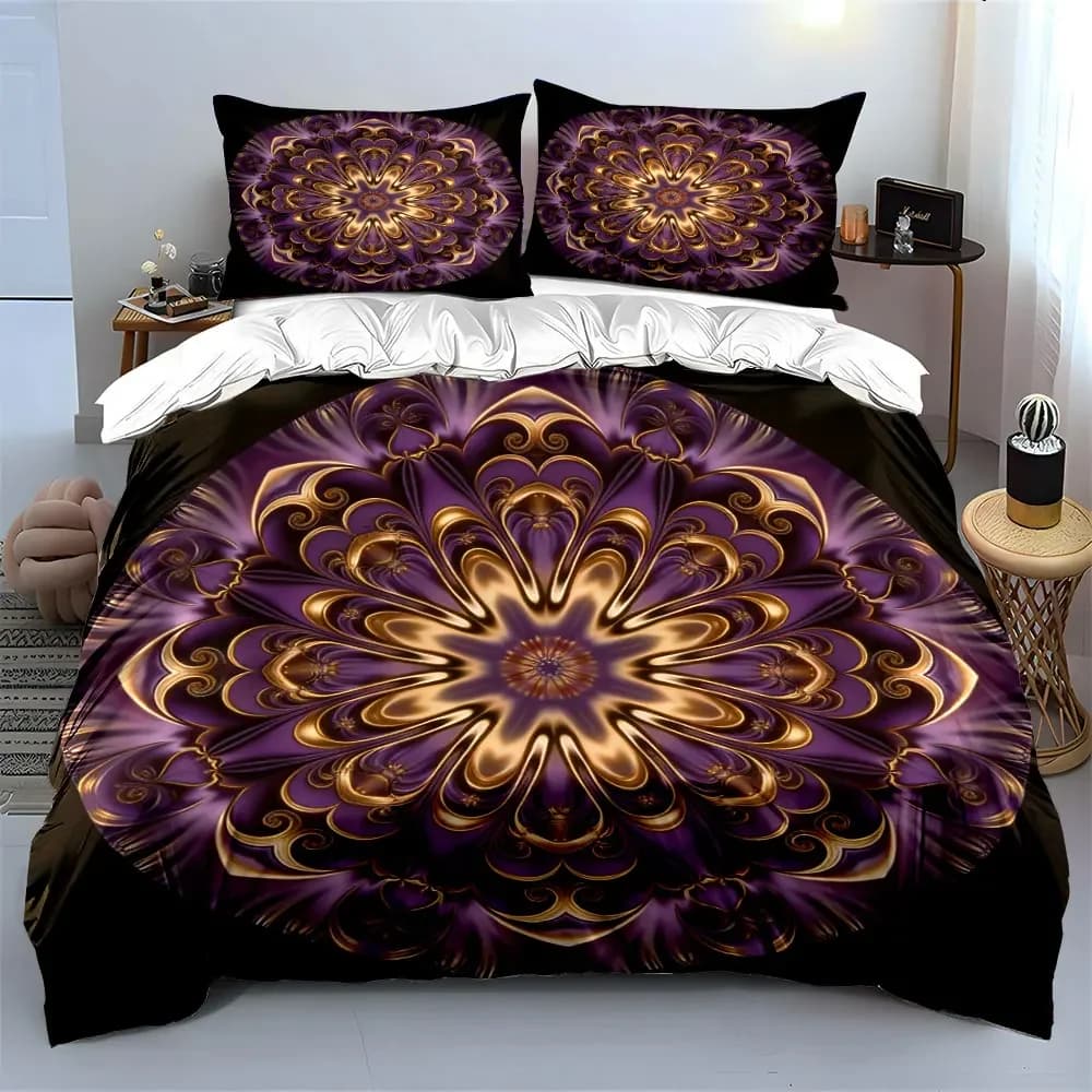 Set decorativo con motivo mandala, morbido e confortevole, include 1 copripiumino e 2 federe, idea regalo