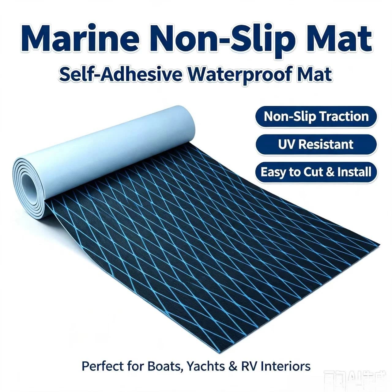 EVA Nautical Rug Foam Boat Self Adhesive Flooring Faux Teak Decking Sheet Pad Marine Yacht RV Deck Mat Carpet Peel and Stick