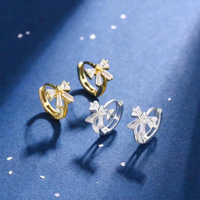 1 Pair Wedding Party Engagement Accessories Earrings Buckles Silver Black Stone Bow Earring For Women Making Jewelry Gift
