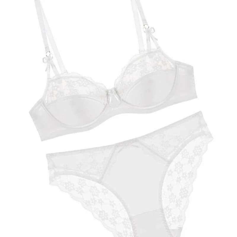 Set Reggiseno in Pizzo Francese Sottile a Mezza Coppa per Donne, Minimizer per Seno Grande, Push-Up, Anti-Cedimento, Supporto Laterale, Comodo, Sexy, Lingerie Quotidiana