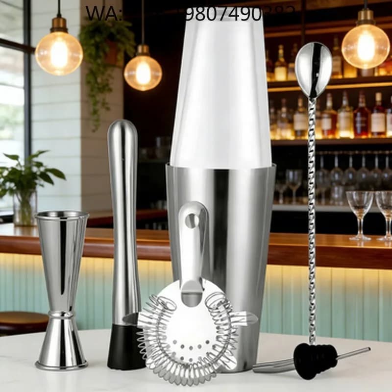 7Pcs Modern Eco Friendly Boston Cocktail Shaker Set 800ml&400ml Stainless Steel Bartender Tools For Small Mini Bar Decor Gift