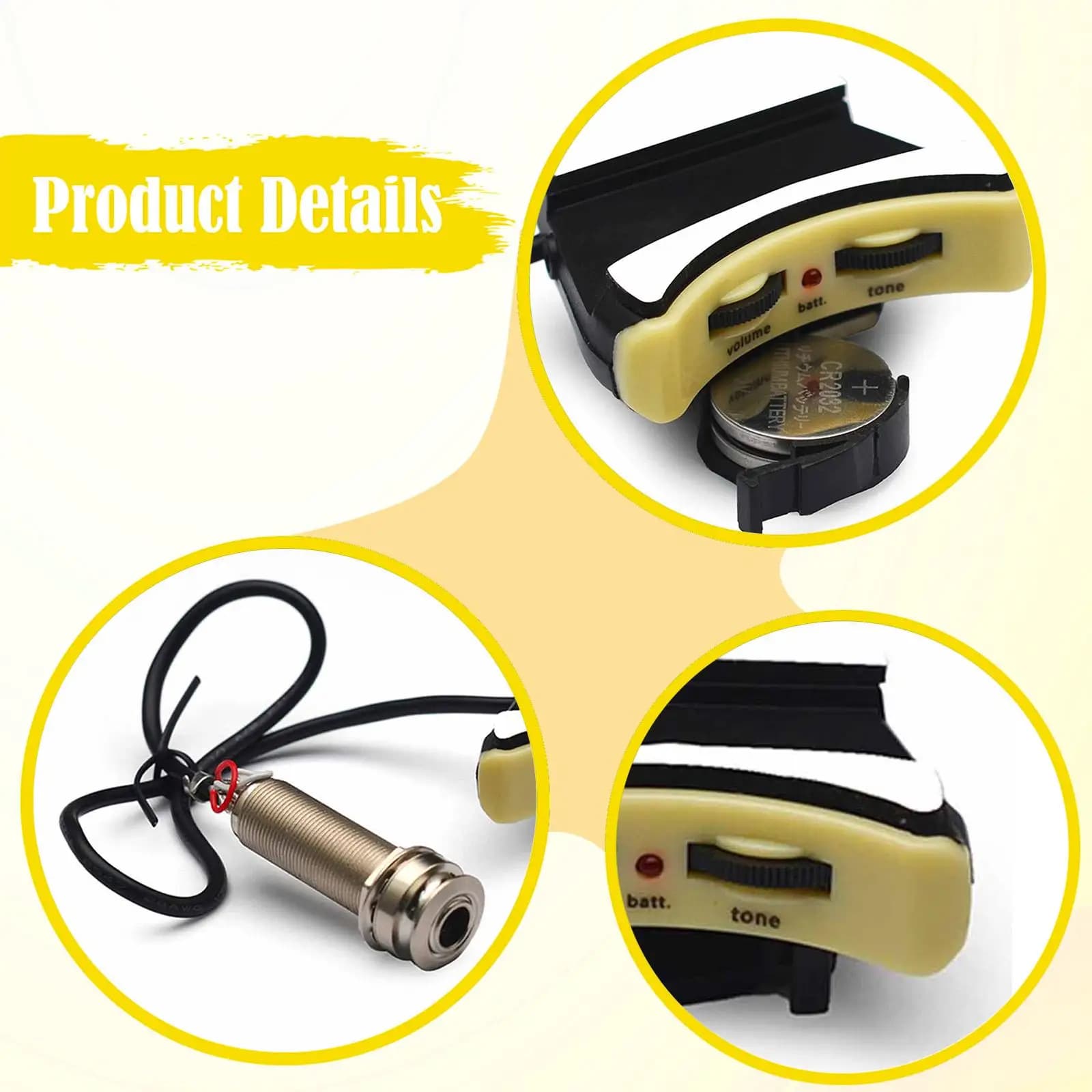 Pickup Piezo per Ukulele, Facile Installazione, Regalo per Musicisti, Pickup Attivo Sostitutivo per Chitarra, Pickup per Soundhole per Pratica, Spettacoli e Studio