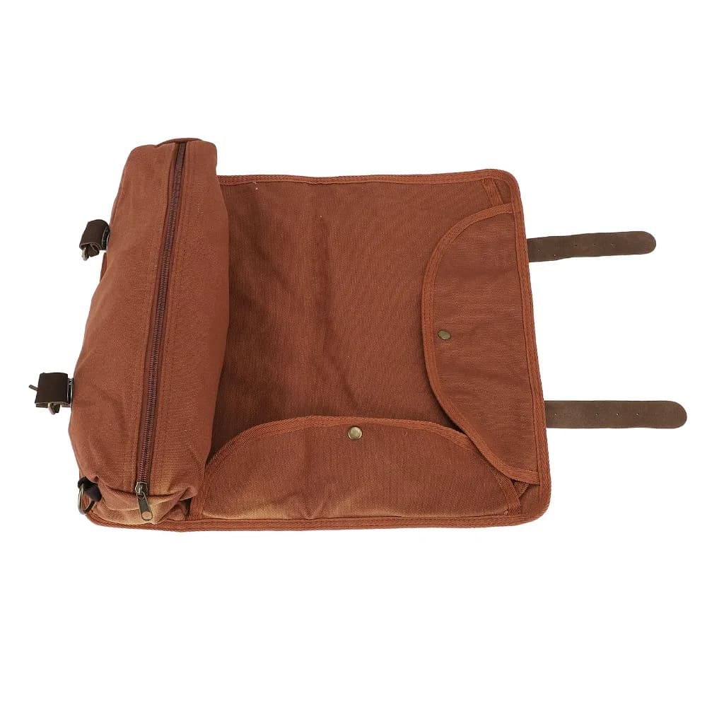 Canvas Leather Bartender Tool Bag Multiple Storage Compartments Roll-Up Design Travel Bartender Kit Bag Adjustable Strap