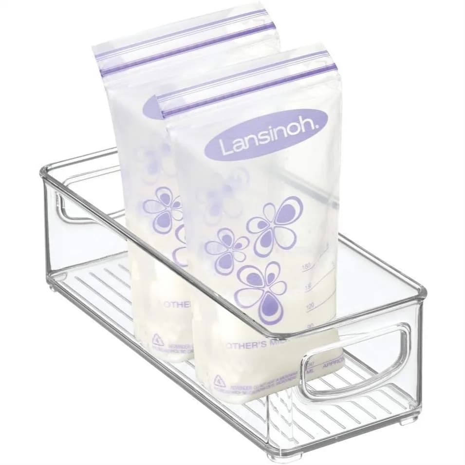 Contenitori in Plastica con Manici per Alimenti per Bambini, Bavaglini, Latte in Polvere - Organizer Trasparente per Armadi, Guardaroba o Scaffali