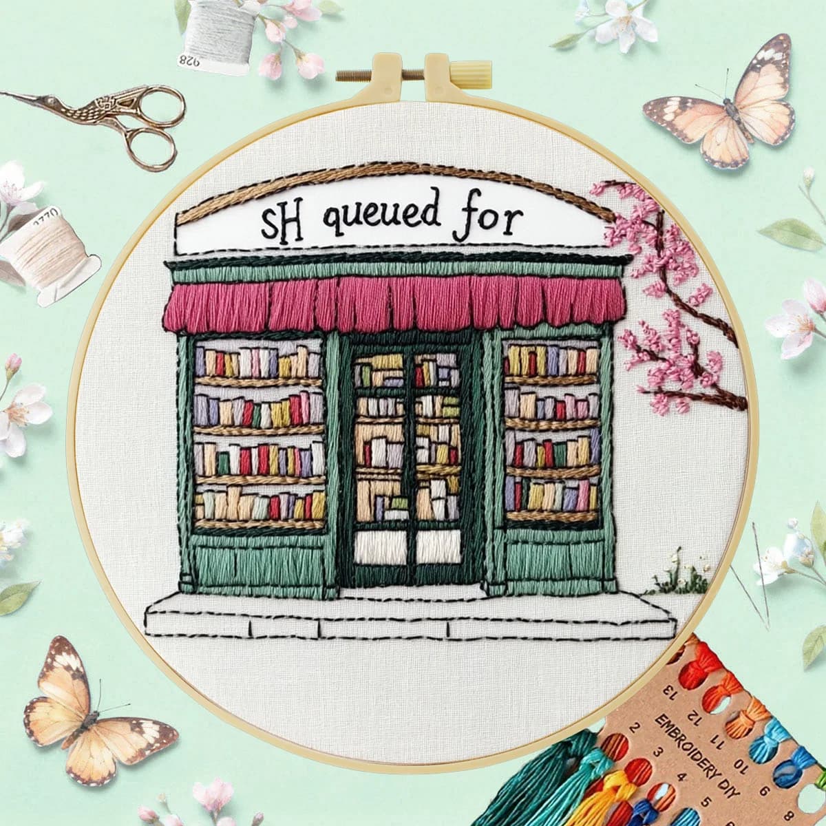 1pc 20X20CM/15X15CM Embroidery Starter Kit DIY kit cross stitch Sewing Art-bookstore