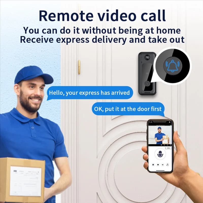 B63B-Smart Campanello Tuya WIFI Telecamera Allarme di sicurezza Visione notturna HD Videocitofono Monitor campanello wireless impermeabile