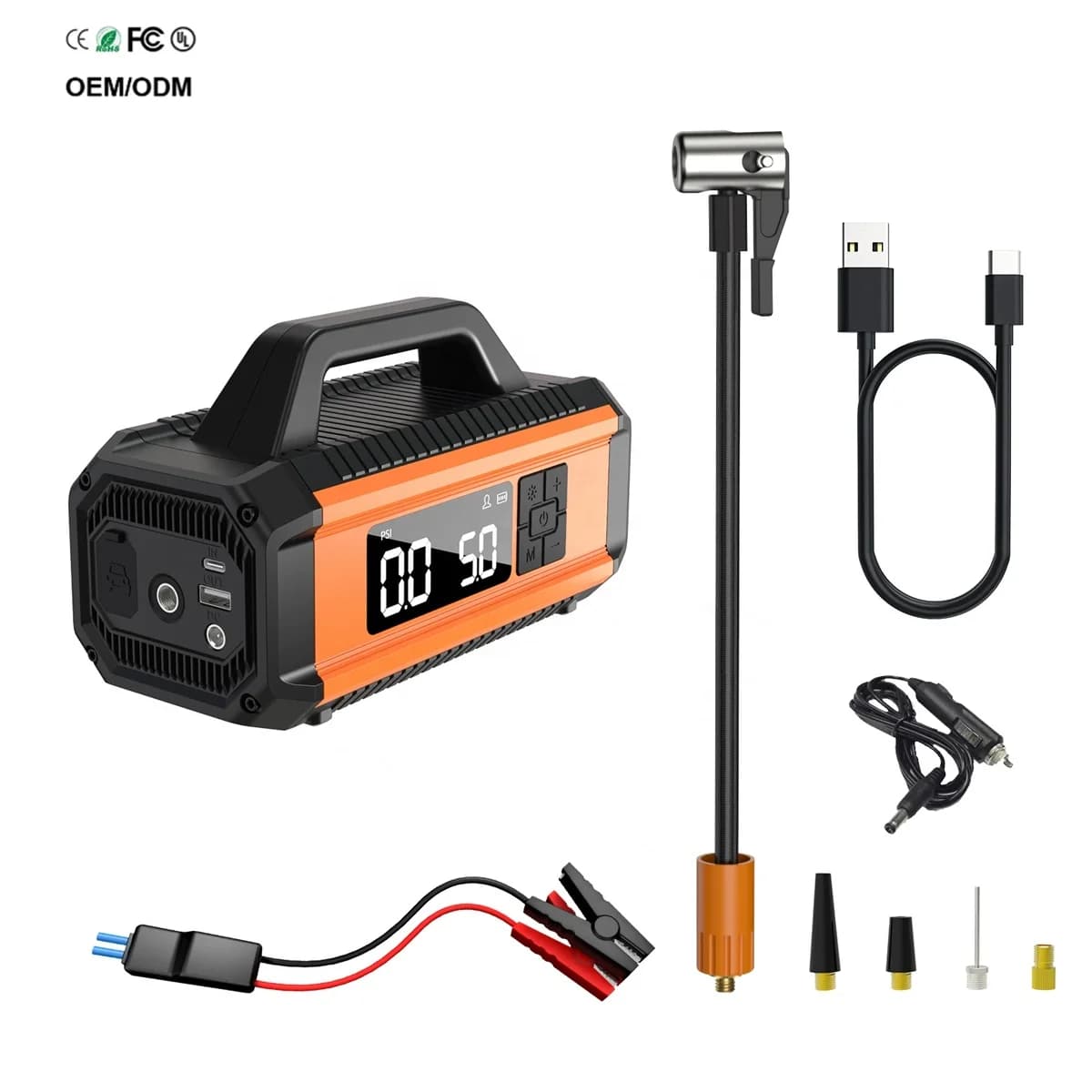 Avviatore di emergenza portatile in ABS da 10000 mAh Doppia alimentazione Gonfiatori per pneumatici Batteria per auto da 150 PSI Accumulatori e caricabatterie di riserva