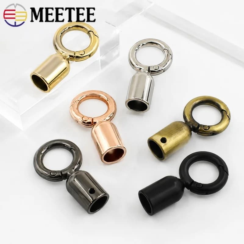 10/20Pcs 8mm Metal O Ring Buckles Spring Snap Hook Bag Strap Cord End Clip Stopper Handbag Keychain Connector DIY Accessory Set