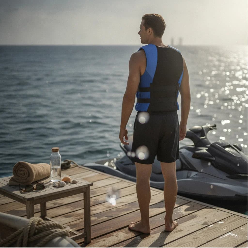 Adult Life Jacket Adjustable Straps Adult Life Jacket Vest Water Safety Gear Sleeveless