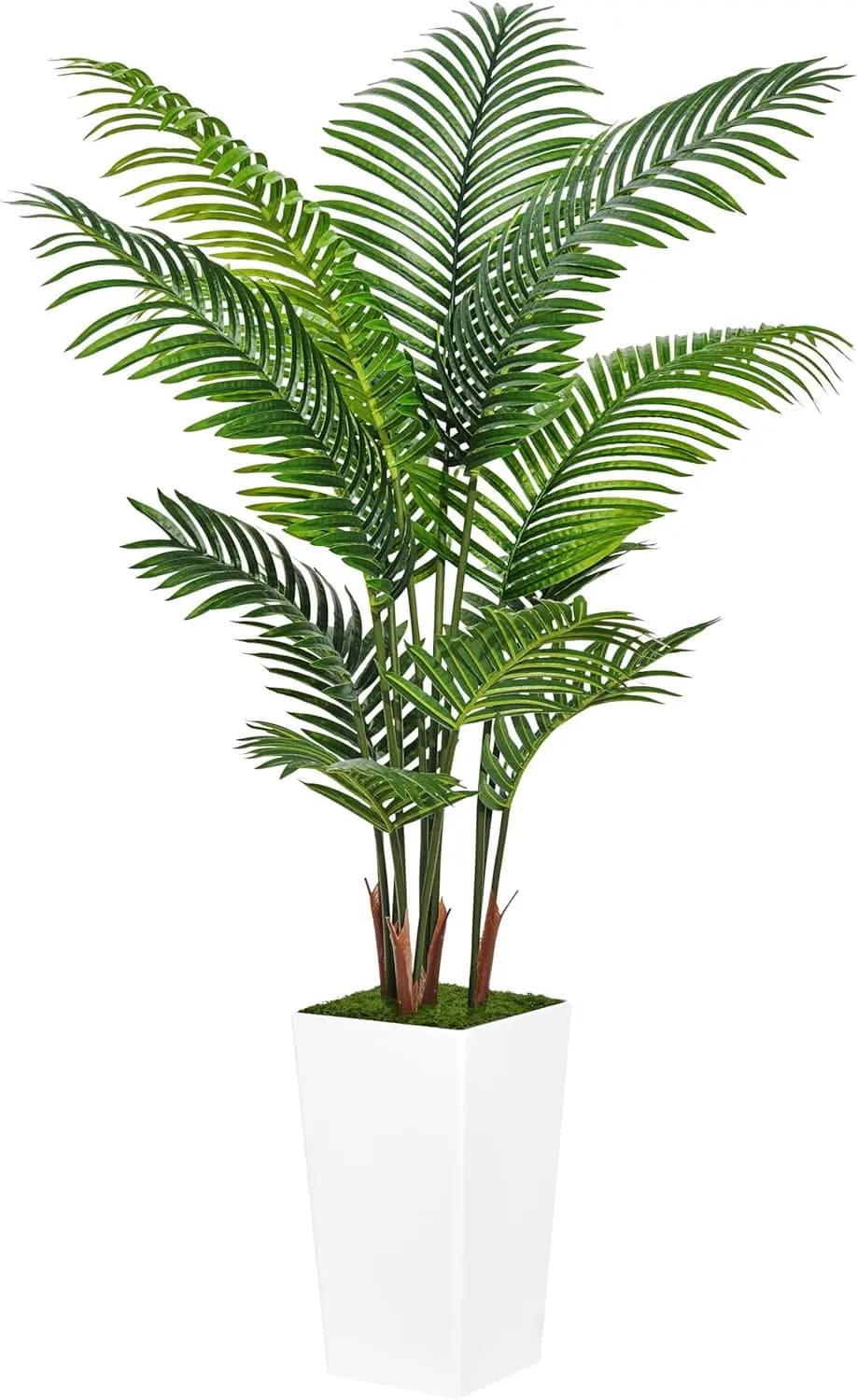 Artificial Palm Tree 5FT with White Planter Faux Tropical Areca Floor Plant for Home Office Living Room Decor Indoor