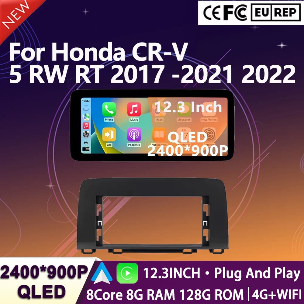 12.3 "Per Honda CR-V 5 RW RT 2017 2018 2019 2020-2022 Autoradio Lettore Video Multimediale di Navigazione GPS Android 14 strumenti WiFi