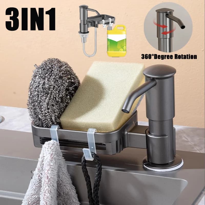 Lavello da cucina Dispenser di sapone Tubo di prolunga Spingitore per detersivo Tubo di prolunga per spinta a mano Supporto per organizer per spingitore per liquidi per piatti