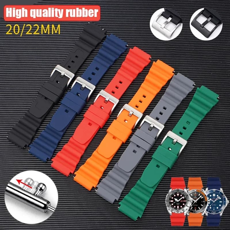 Seiko Water Ghost Omega Casio Men's Sport Strap Waterproof Silicone Rubber Strap 20mm 22mm Quick Release
