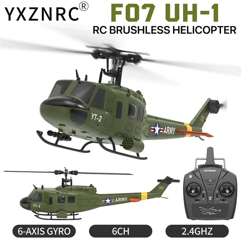 Elicottero RC YUXIANG F07 UH-1 Senza Alettoni, 2.4G 6CH, Doppio Motore, Giroscopio a 6 Assi