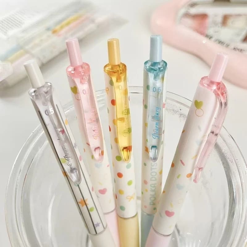 Penna a Pressione Kawai Stationery Rainbow Wave Dot, Design Elegante e Semplice, Punta ST, Scrittura Fluida, Forniture Scolastiche