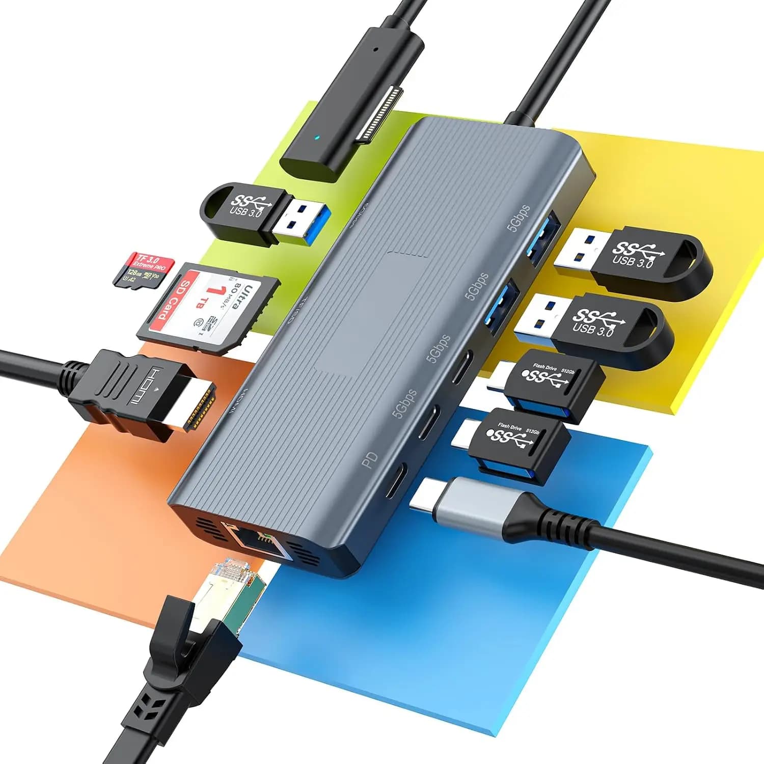 Docking Station 11-in-1 per Dispositivi Surface con HDMI 4K, Ethernet Gigabit, Ricarica USB-C PD
