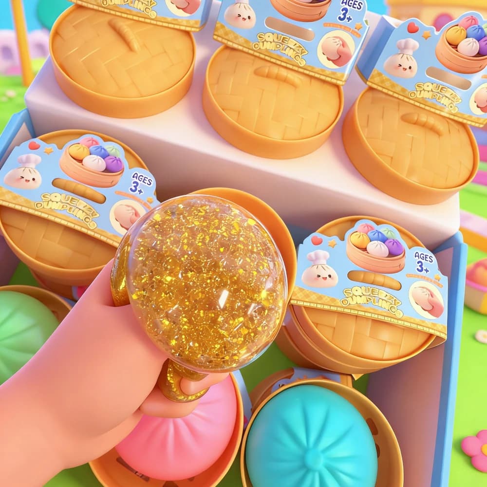 Giocattolo Antistress Gigante a Forma di Raviolo, Morbido e Elastico, Palla Antistress Glitterata, Giocattolo Sensoriale per Bambini e Adulti, Regalo Anti-Ansia