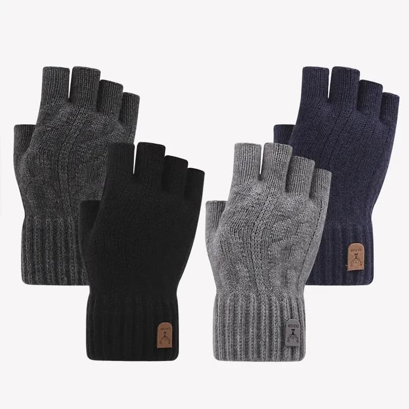 Men's Winter Gloves Mid toe for office writing Knit Cycling Gloves Students Hot Thick Elastic Driving Gloves in alpaca wool