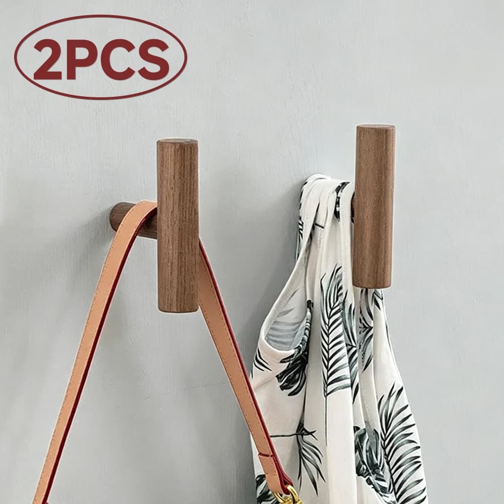 T-Shape Wood Wall Hooks for Hanging Coat Towel Clothes Hat Hanger Entryway Key Holder Decoration Hook Bedroom Wall Mounted Organ