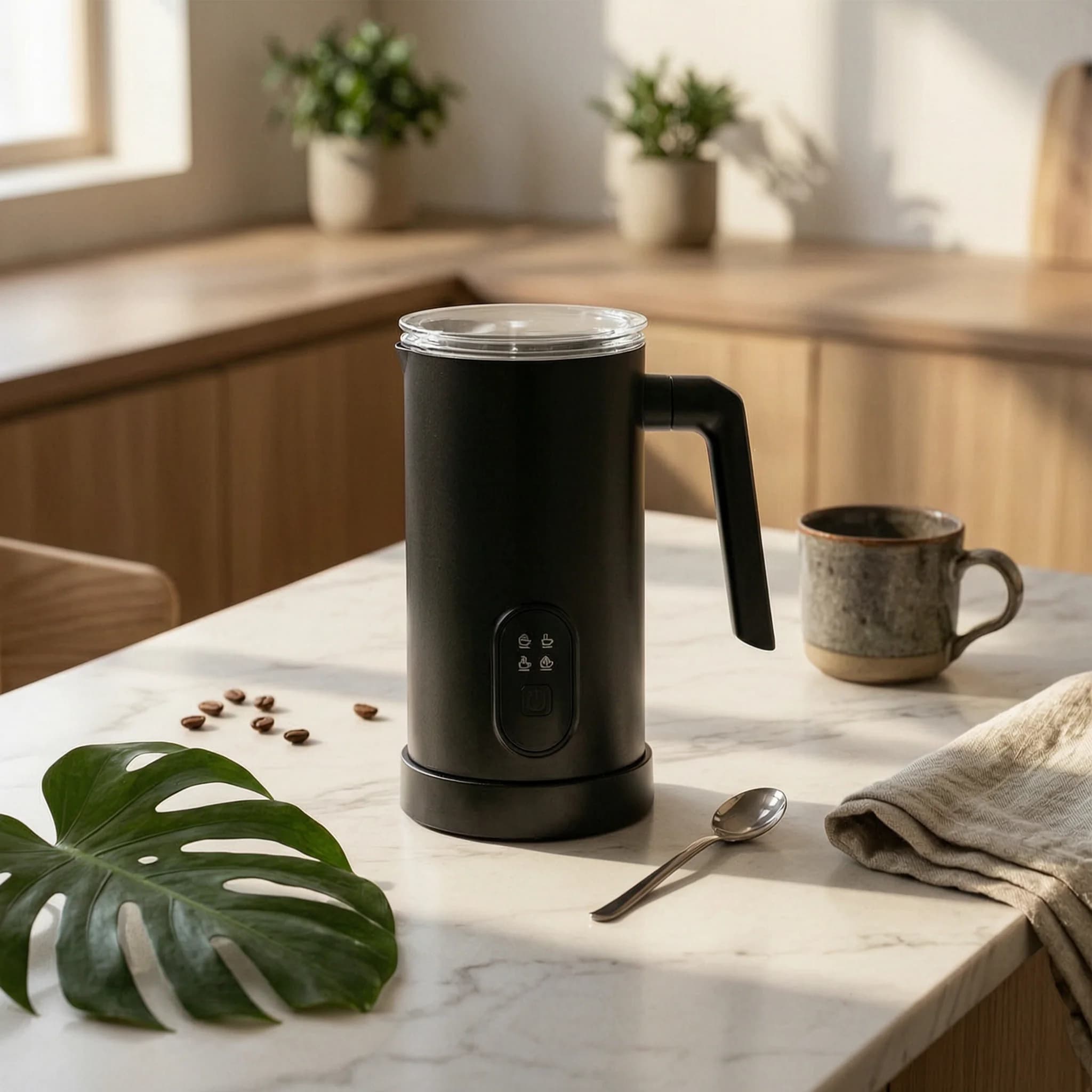Electric Milk Frother Inductive Milk Frother and Steamer Frothing Machine Automatic Kitchen Appliance 4-in-1 for Coffee Lovers