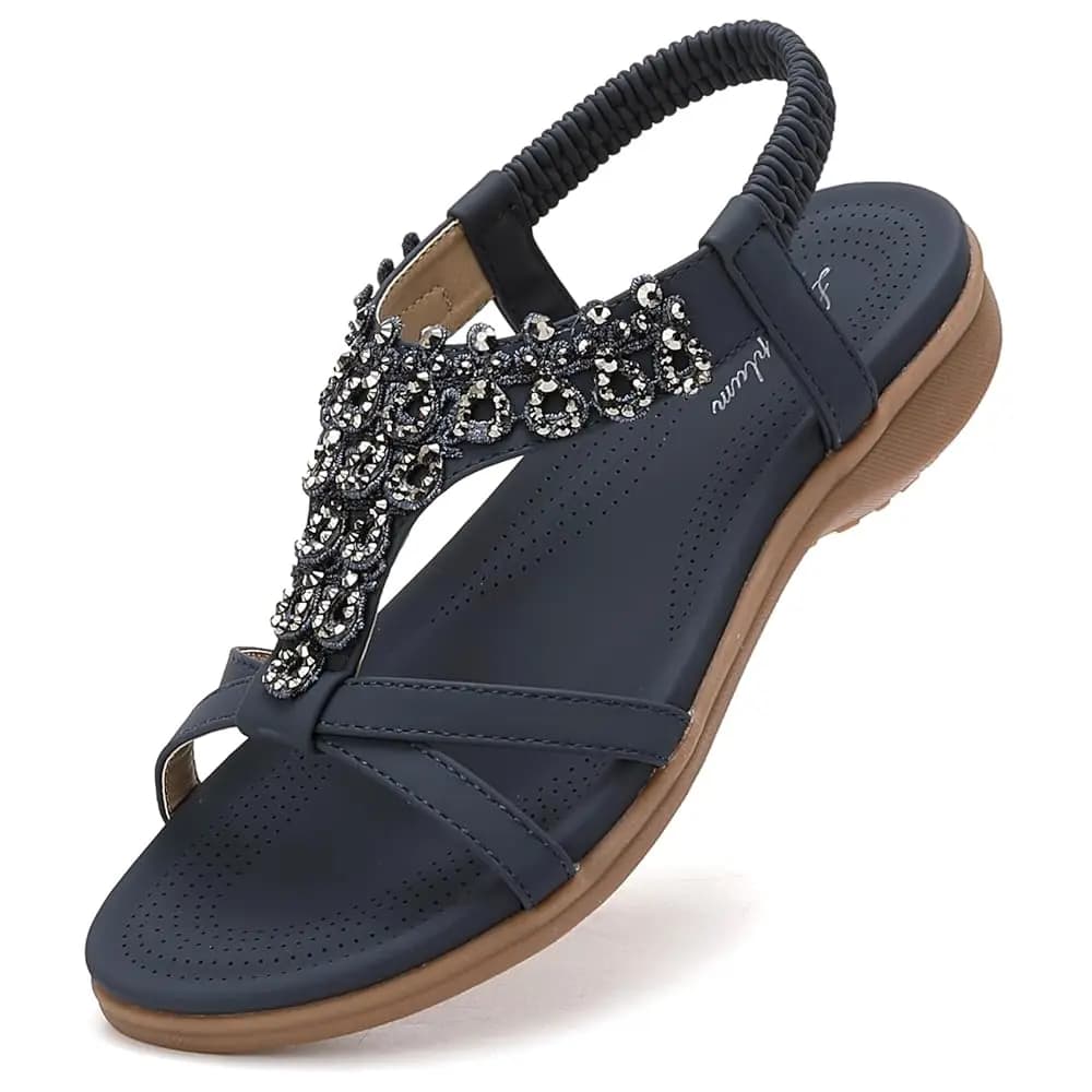 Sandali Slingback da Donna Littleplum con Strass, Supporto per l'Arco Plantare e Cinturino alla Caviglia, Comodi e Piatti per l'Estate