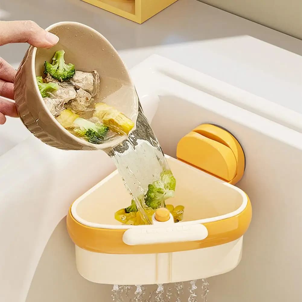 NEW Suction Cup Sink Drain Basket Triangle Corner Food Waste Strainer Leftover Soup Residue Filter Basket Kitchen Storage Holder