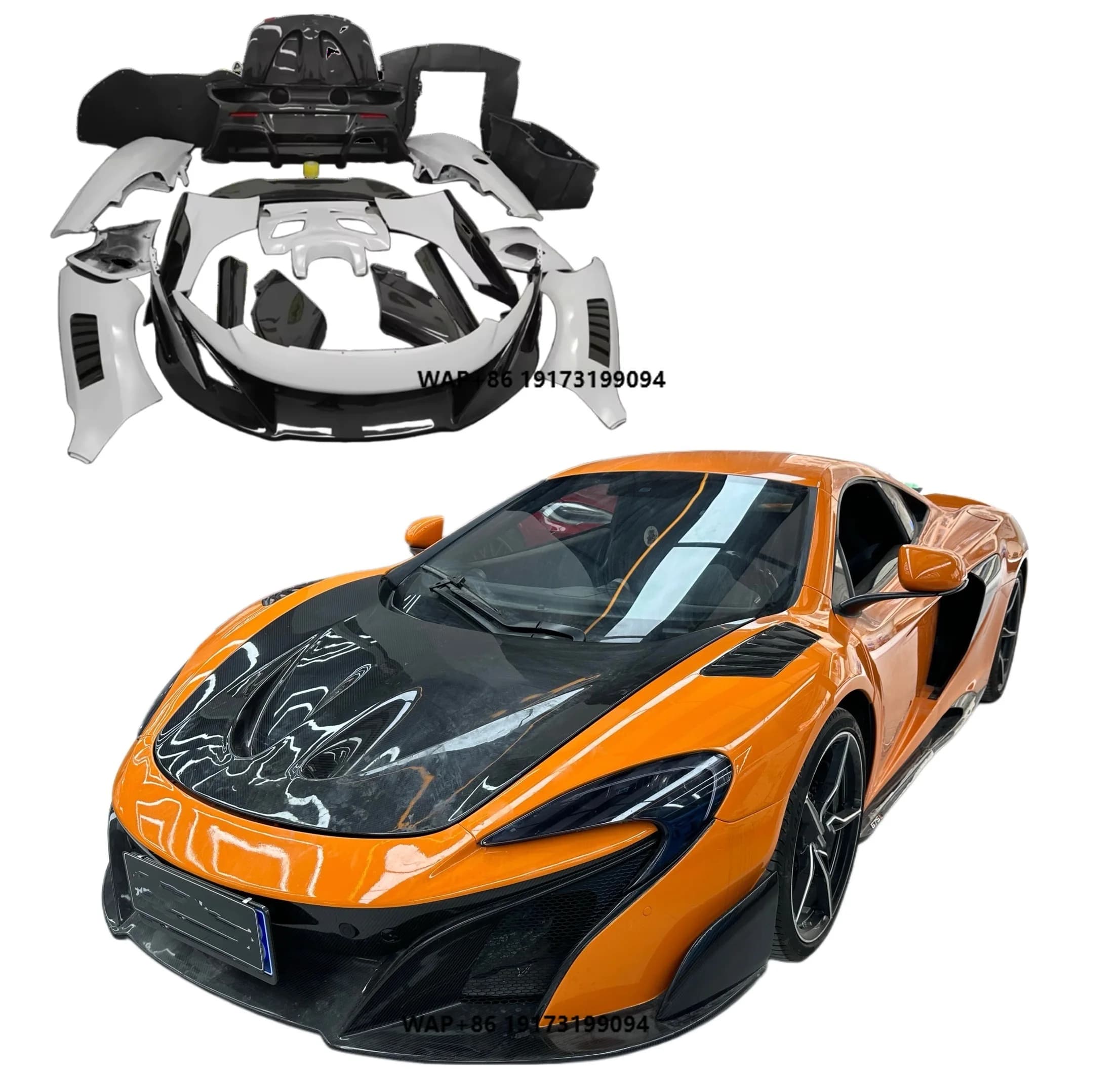 Per-McLaren MP4-12c 650s 675LT Large Style Body Kit with Front Rear bumper Side mini skirts Rear diffuser Spoiler Rear Spoiler