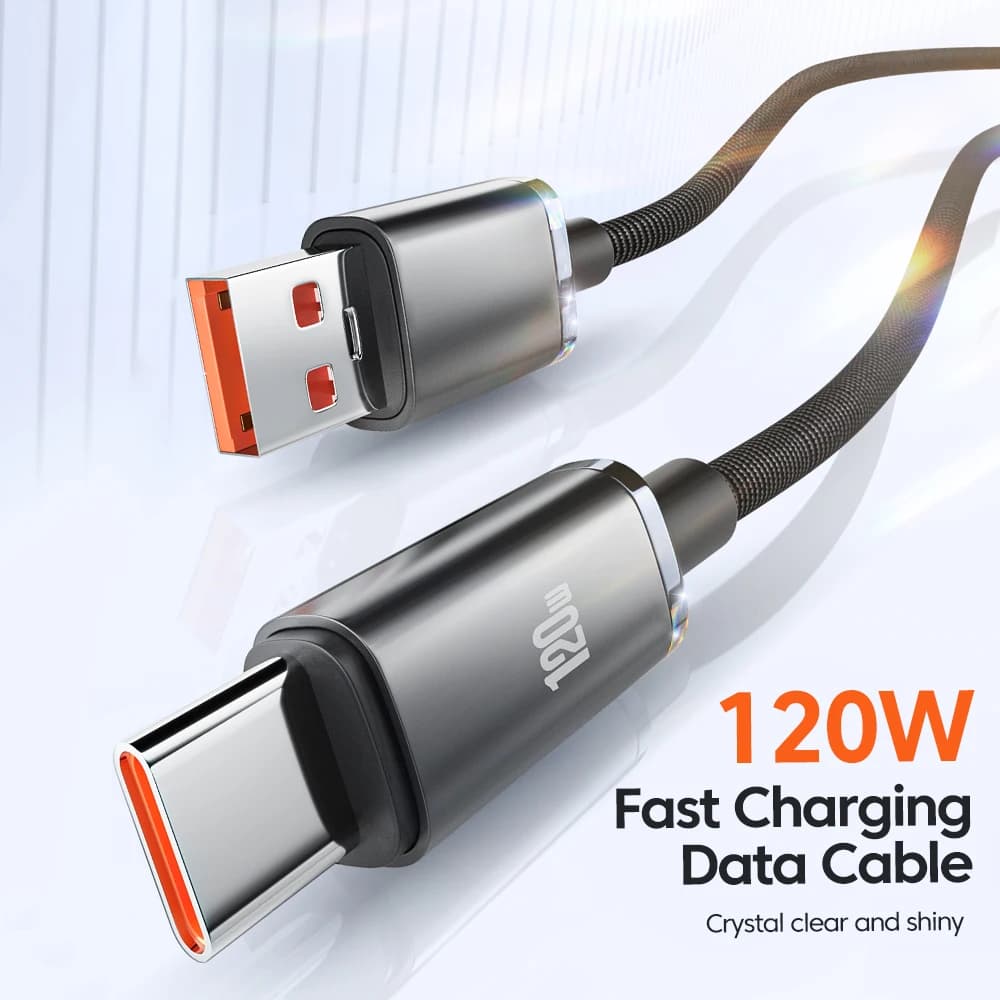 Cavo di ricarica rapida USB C da 120W, cavo dati USB Type C per ricarica super veloce di cellulari Huawei, Xiaomi, Samsung, VIVO, 0,25m/1m/2m