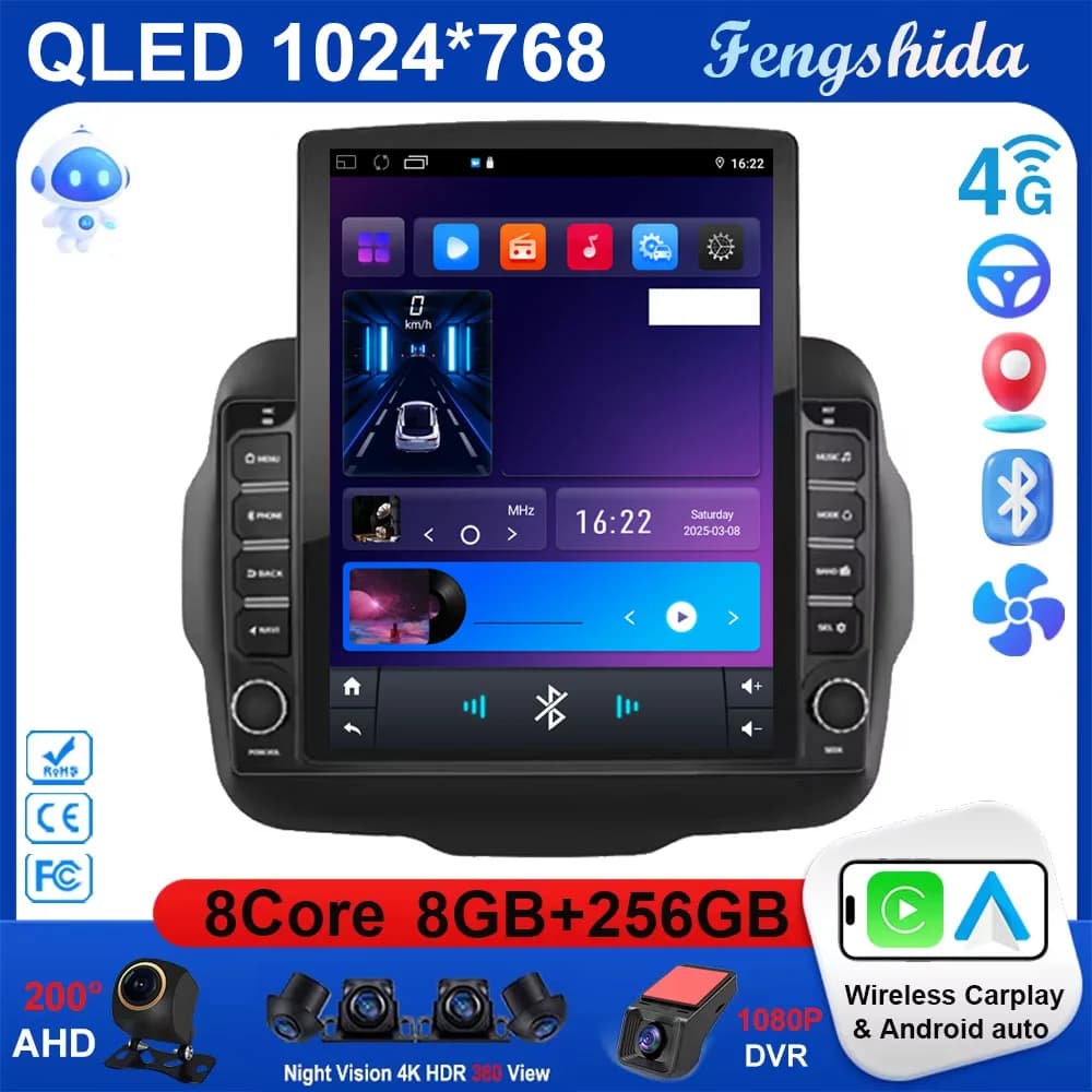 Android da 9.7 pollici per Jeep Renegade 2016 2017 2018 2019 2020 Style Car Radio Lettore video multimediale 5G Wifi GPS BT ad alte prestazioni