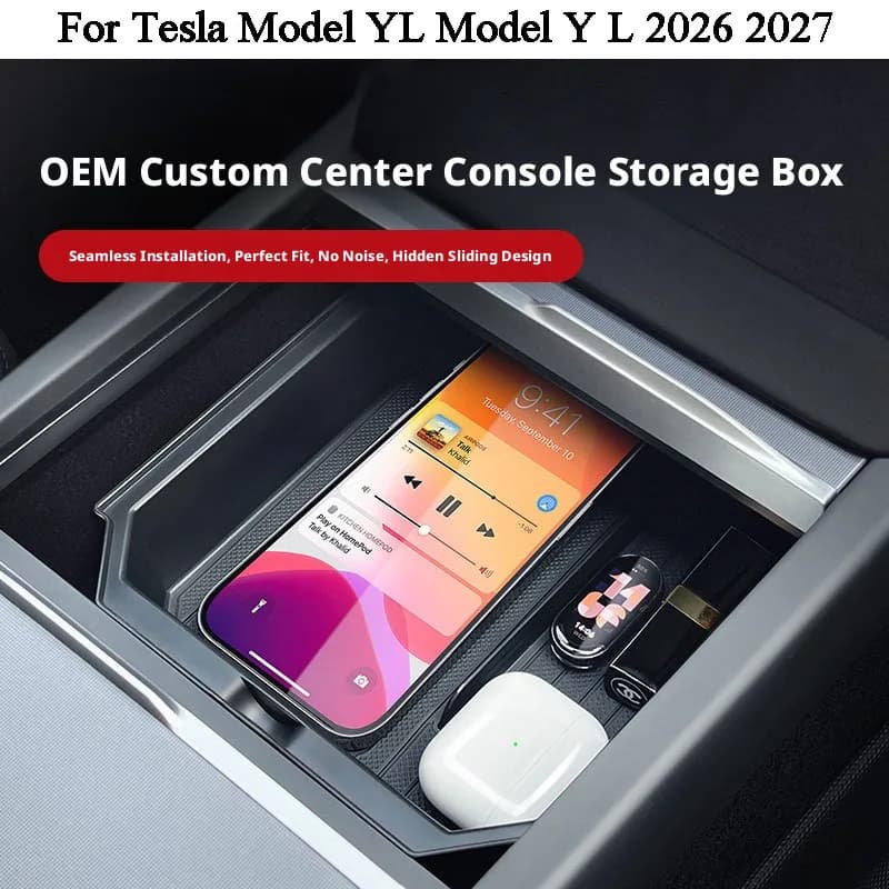 Car Center Console Silicone Pad Waterproof Anti-Slip Cup Pad Central Dustproof Accessories For Tesla Model YL 2026 2027