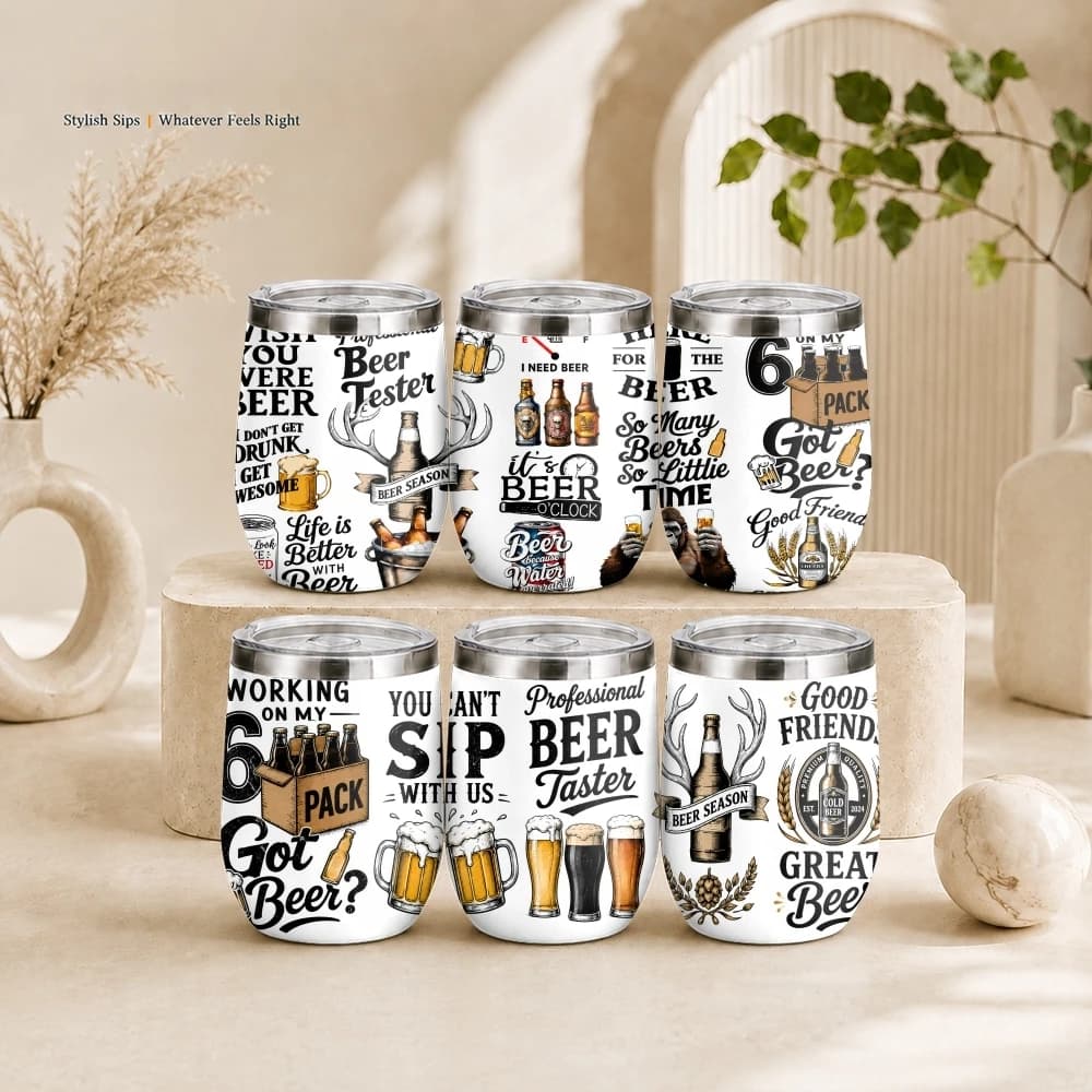 Funny Beer Quotes Vacuum Flasks 12oz Insulated Wine Tumbler Vacuum Coffee Mug Egg Shape Thermos Cup