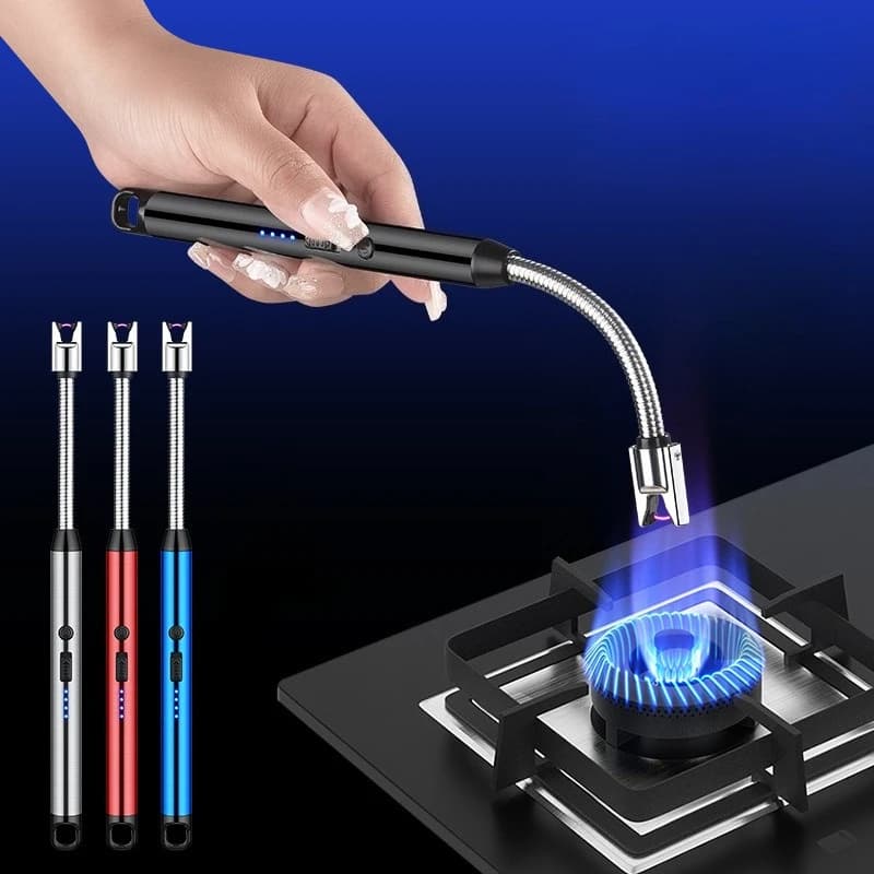 Accendino Elettronico con Rotazione a 360° ° Accendino al Plasma Senza Fiamma con Testa Orientabile, Ricaricabile USB-C con Blocco di Sicurezza per Candele