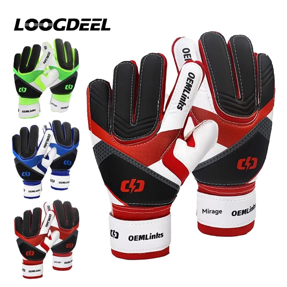 Loogdeel Guanti da portiere spessi per bambini Guanti da portiere traspiranti da allenamento Guanti da portiere in lattice per calcio Proteggi le dita Soocer per adulti
