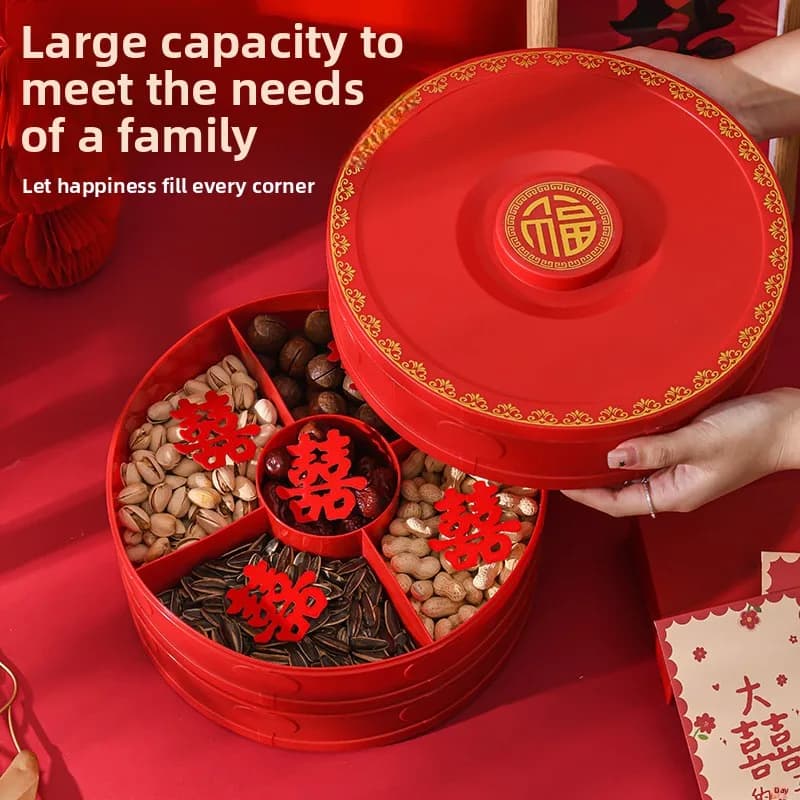 Wedding fruit plate Festive dried fruit box Household with lid New Year's candy box Melon fruit box Sugar box Dried fruit plate
