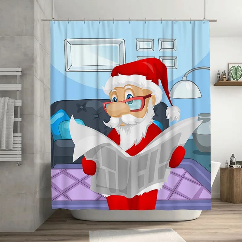 TU Babbo Natale Tenda da doccia Divertente Natale Decorazioni per il bagno Vacanza Festivo Modello Tessuto impermeabile Lavabile Decorazioni per la casa Regalo