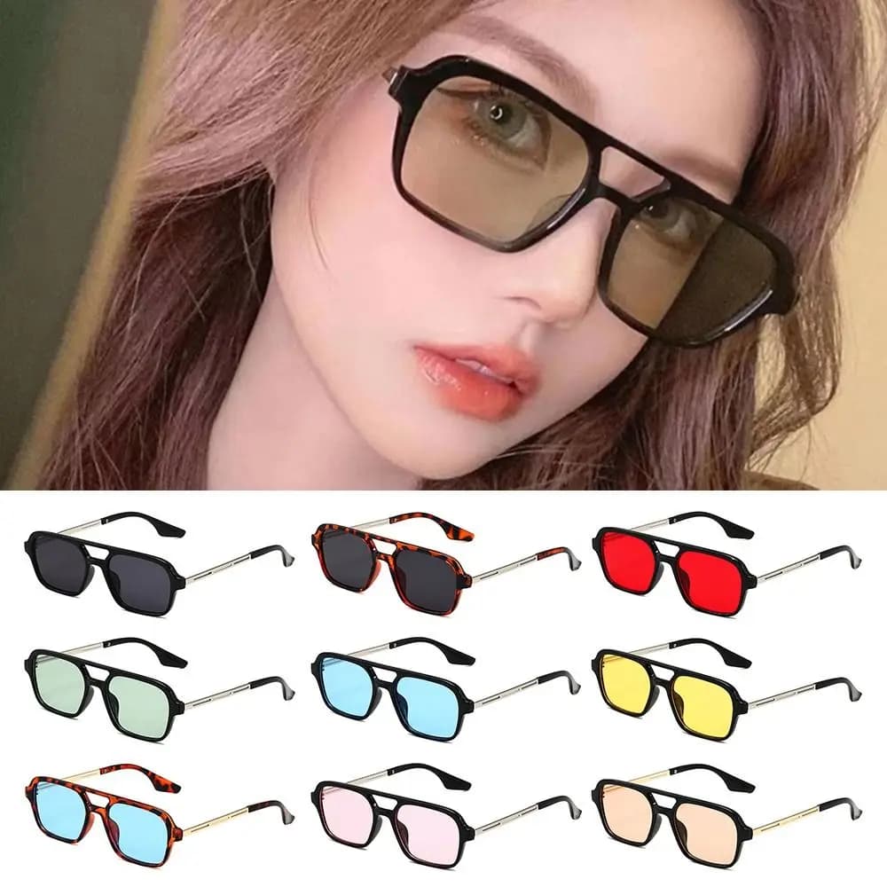 Fashion UV400 Protection Square Sunglasses Vintage Summer Shades Retro Style Eyeglasses for Women & Men