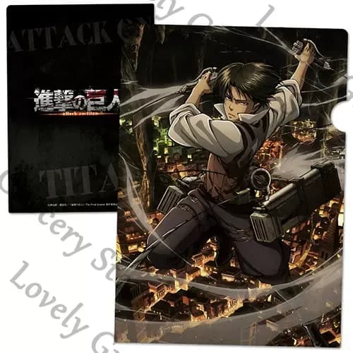 Attack on Titan Levi Ackerman Shingeki No Kyojin Cosplay Anime Folder File Pocket Genuine Documents Pouch Accessories Prop Fans