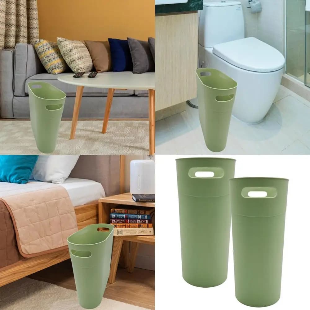 2 pezzi verdi slim da 3,2 galloni. Cestino per rifiuti in plastica con manico per cucina, bagno, casa e ufficio