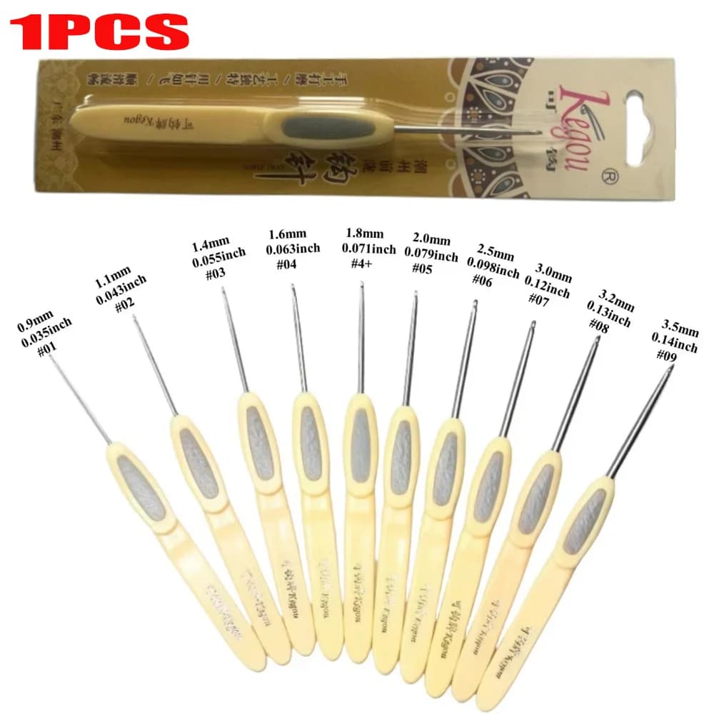 1Pcs 0.9-3.5mm Stainless Steel Crochet Hook Soft Handle Yarn Weave Sweater Crochet Needle Handmade Weaving Knitting Tool