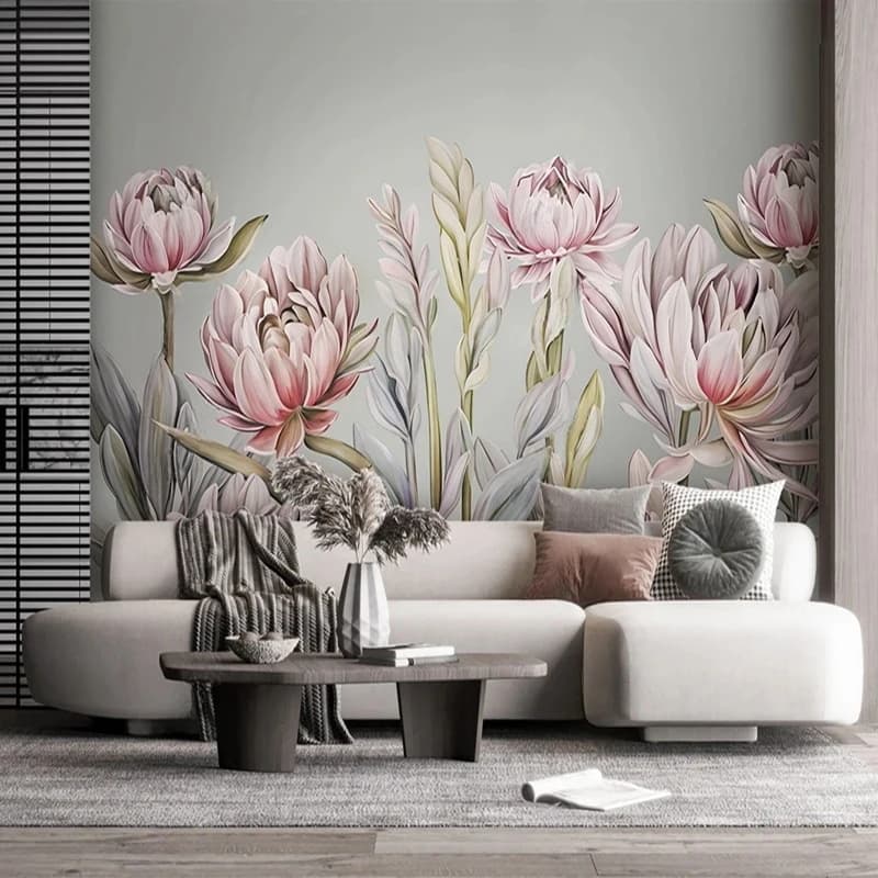 Self-adhesive Any Size Photo Mural Floral Pattern Decorative Painting Wallpaper For Living Room Bedroom Background 3D