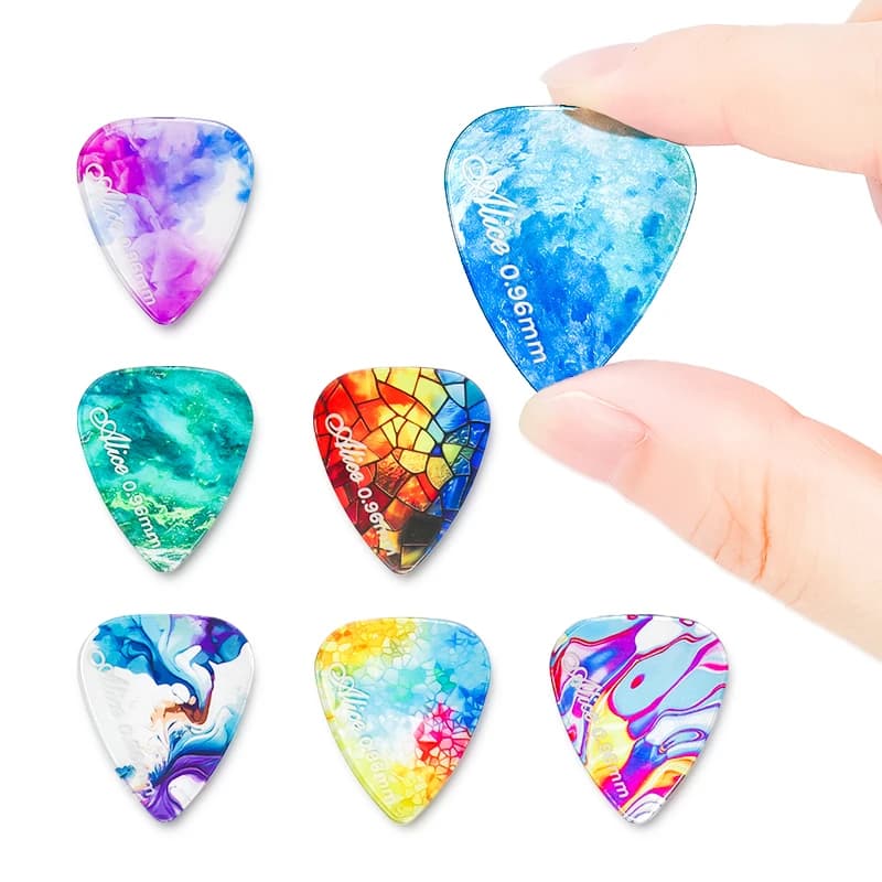 Plettro per chitarra Alice AWR-HR Plettro 0,71/0,96/1,2 mm con motivo traslucido, accessori per chitarra