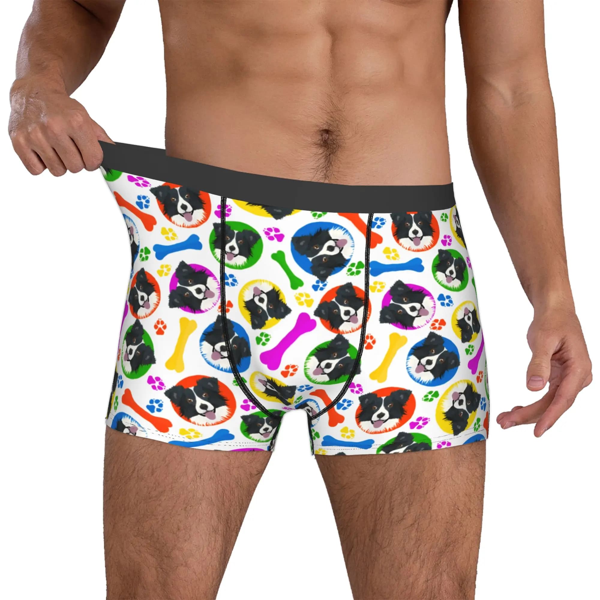 Boxer personalizzati con stampa 3D di zampe di cane per uomo, slip traspiranti con stampa di ossa