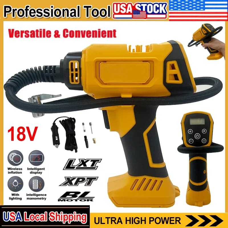 Fit DEWALT Batteria Compressore d'aria Gonfiatore automatico per pneumatici Pompa elettrica senza fili con manometro digitale per bici da auto