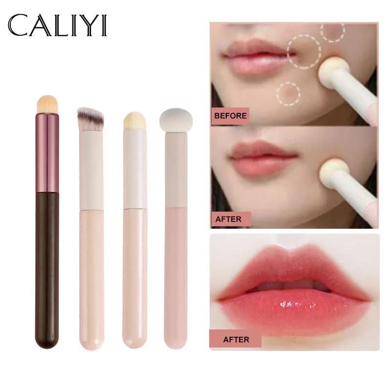 CALIYI Brush for Lip Corrector Sponge Head Makeup Brushes for Soft Hair Bottom Dust Cover Professional Tools for Fine Natural Mixing